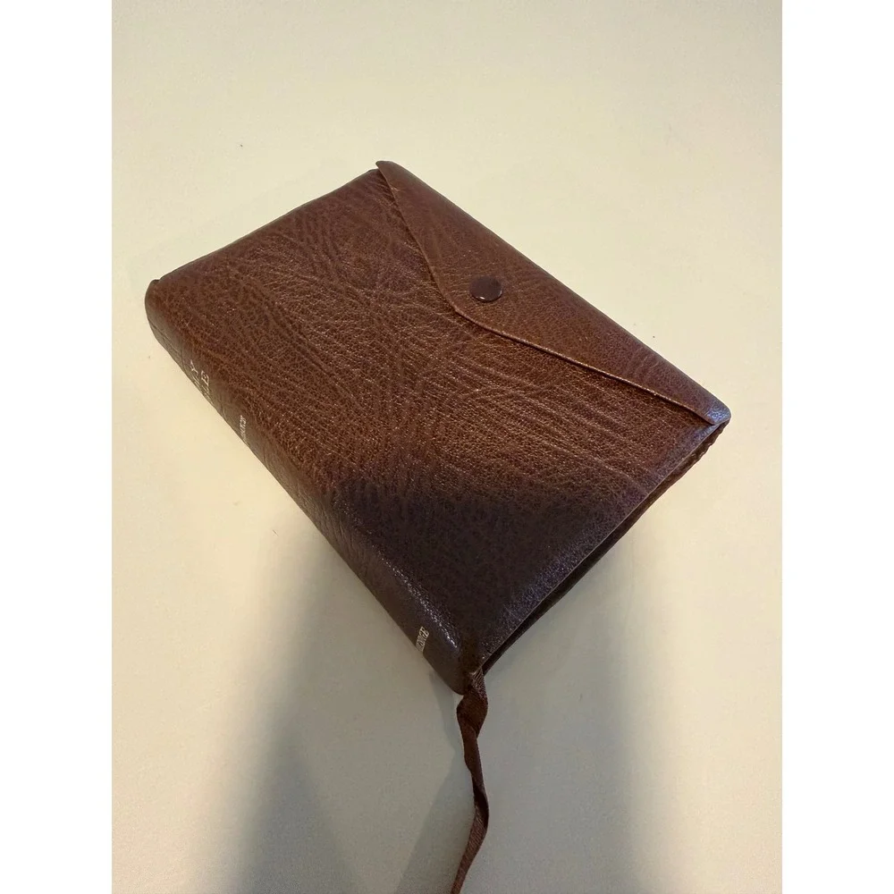 Vintage Cambridge Holy Bible Concordance Brown Leather Snap Cover Gilt Edges